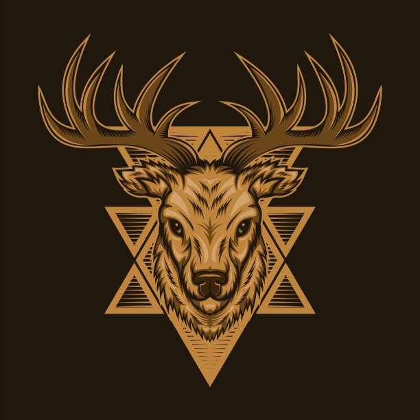 鹿徽章矢量图图片下载