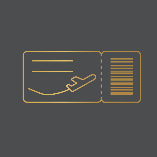 金色机票图标图片下载