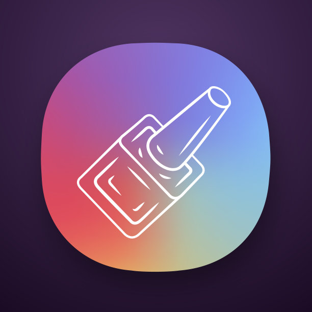 关闭指甲油瓶应用程序图标。美甲和足疗工具。UI / UX的用户界面。Web或移动应用程序。女性化妆品矢量孤立插图。女性化妆品配件图片下载