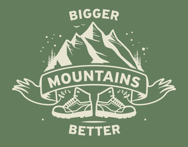 山标志，邮票或符号设计模板，文本-更大，更好，山图片下载