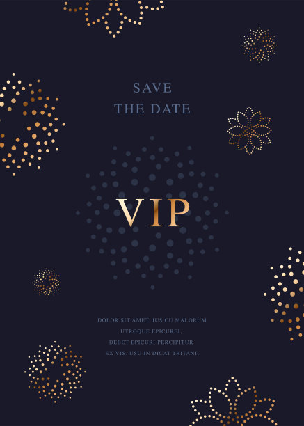 奢华金美矢量邀请卡模板图片下载