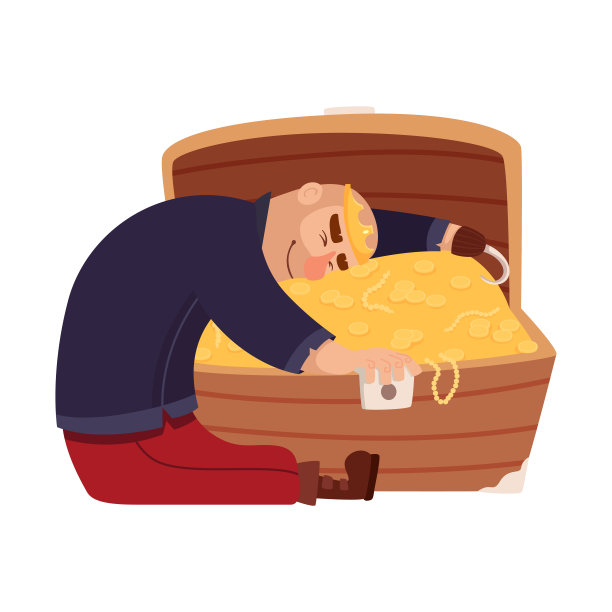 海盗坐着，抱着胸前的财宝图片下载