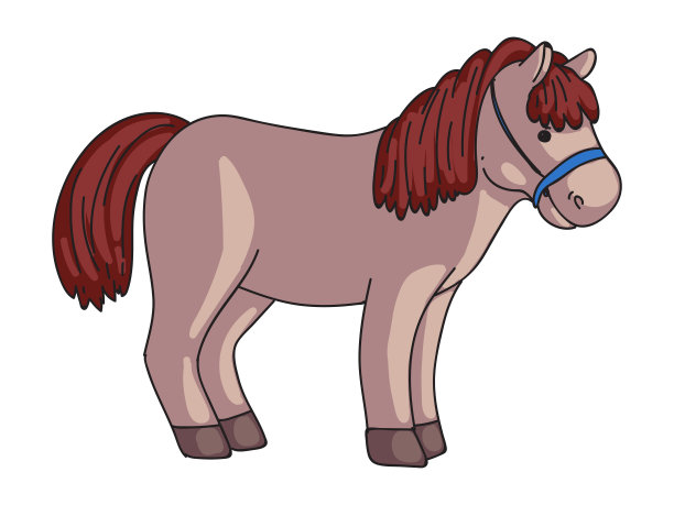 可爱的农场精心打扮的马孤立在白色图片下载