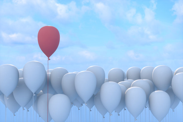 气球，从人群中脱颖而出，领导理念。图片下载