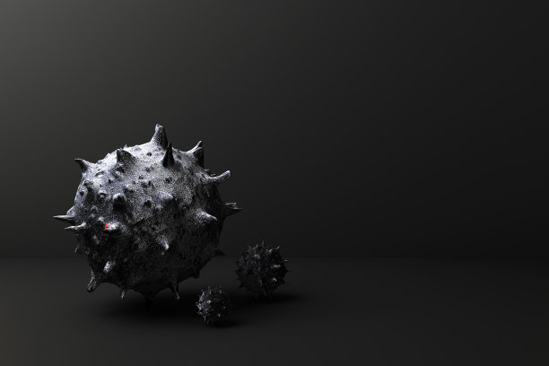 病毒在黑色背景3d渲染上图片下载