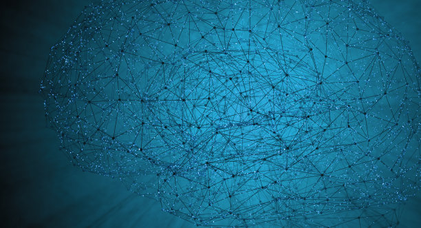 由线条连接的光点所代表的彩色人脑- 3d插图图片下载