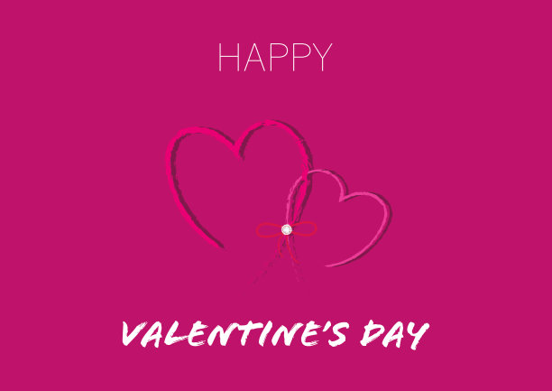 情人节背景与两个粉红色的心系蝴蝶结和钻石在粉红色的背景矢量插图图片下载