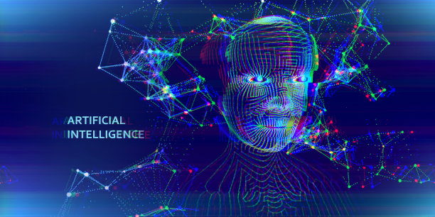 带有虚线的彩色背景。未来的人工智能演示。计算机通信技术。图片下载