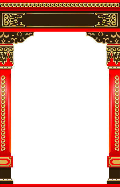 传统的红木雕刻的日本中国拱门图片下载