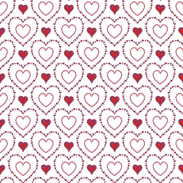 无缝的心形和花朵图案图片下载