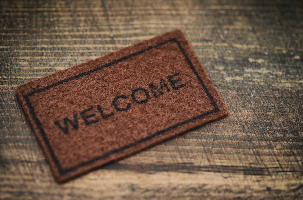 老欢迎门垫木制背景图片下载