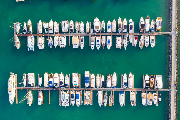 码头游艇的航拍视角图片下载
