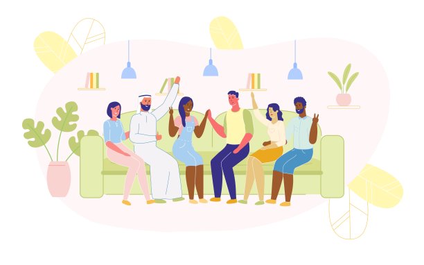 国际人物公司坐在一起。图片下载