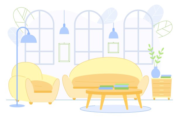 现代客厅内饰沙发和椅子。图片下载