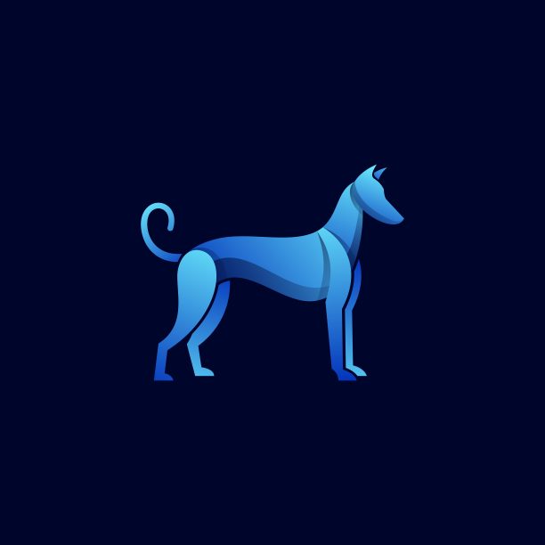 矢量插图猎犬梯度彩色。素材图片