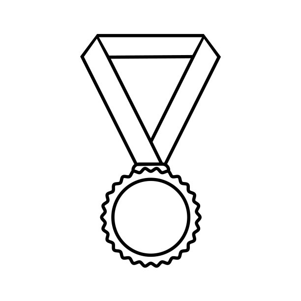 奖牌线图标，标志孤立在白色背景图片下载