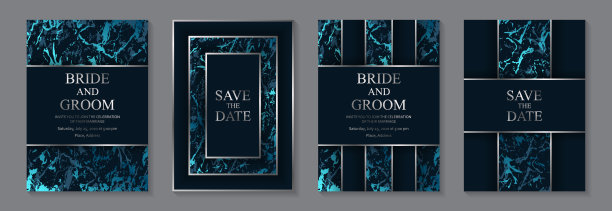 一套现代豪华婚礼邀请设计或名片模板的业务或海报或问候。图片下载