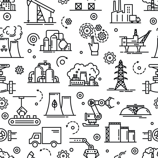 黑白矢量无缝工业格局图片下载