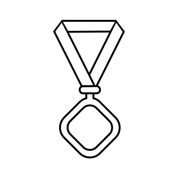 奖牌线图标，标志孤立在白色背景图片下载