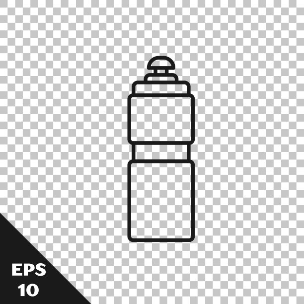 黑线健身摇床图标隔离在透明的背景。运动摇瓶与盖子的水和蛋白质鸡尾酒。矢量图图片下载