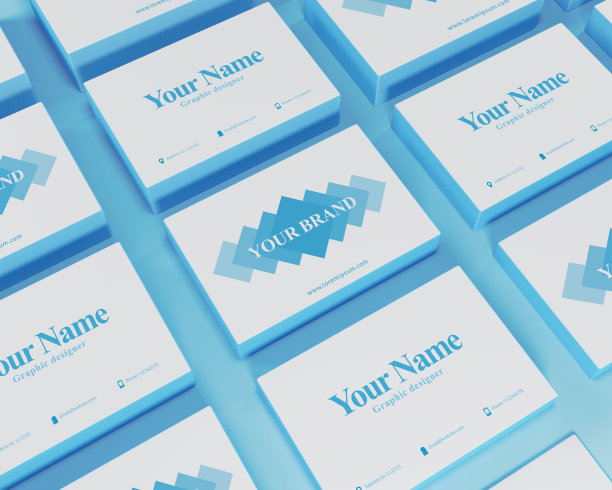 蓝色商业模型模板广告，在线广告，数字印刷，平面设计服务。优雅简单的模型，印刷卡片设计。矢量模板，便于用户视觉交流图片下载