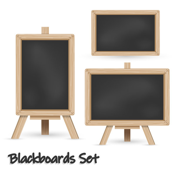 黑板设置为黑色，拷贝空间在白色背景上的不同视角。矢量插图。图片下载