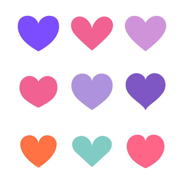 彩色的心手绘图标设置孤立的白色背景。海报，墙纸和情人节。收藏心灵，创造艺术图片下载