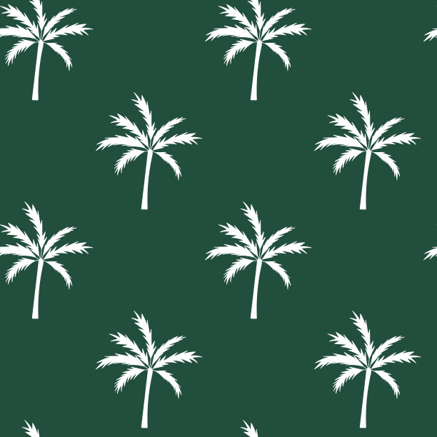 棕榈树的剪影，矢量无缝模式。适用于织物、墙纸、纸张等表面。图片下载