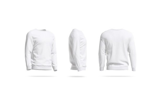 空白白色休闲运动衫模拟，侧面和背面的观点图片下载