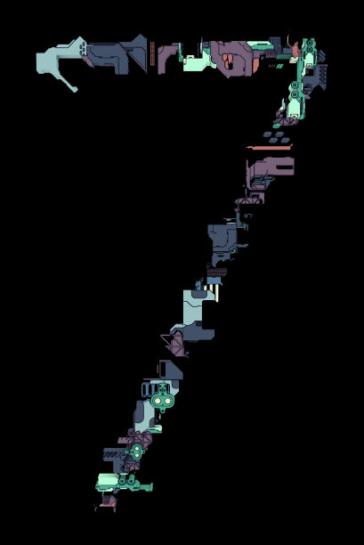 数字7孤立在黑色背景。未来的概念设计图片下载