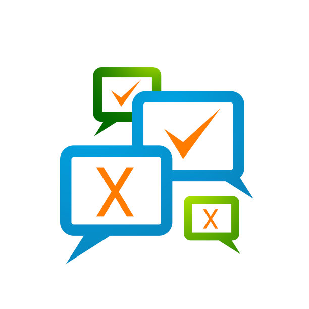 结合X和V检查标记进行在线问卷标识设计矢量图标图片下载