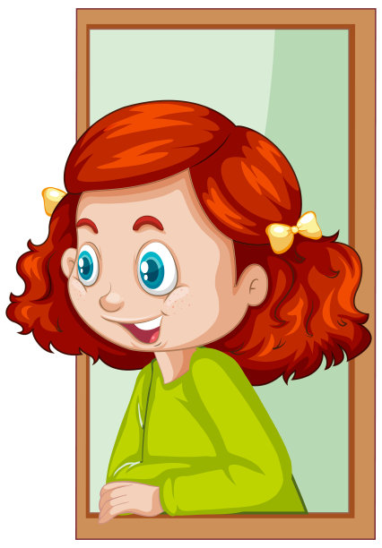 白色背景的橱窗里的女孩图片下载