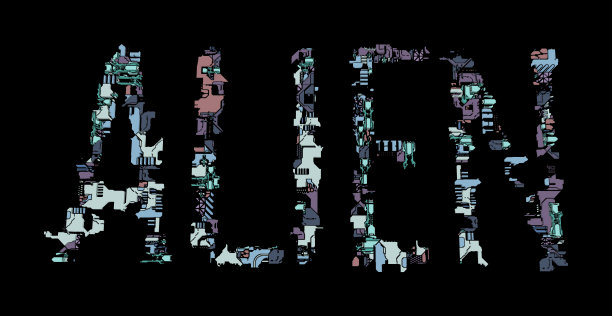 《黑色背景下的外星人》。未来的概念设计图片下载