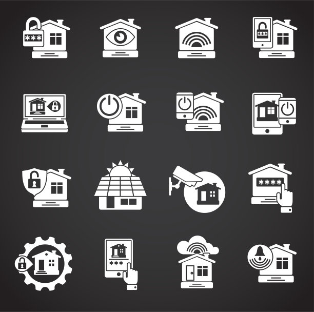 智能家居相关图标设置在图形和网页设计的背景。创意插图概念符号的web或移动应用程序。图片下载