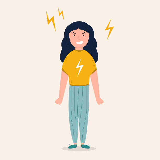 矢量插图的一个愤怒，愤怒的女孩。心情不好，心情难过概念图片下载