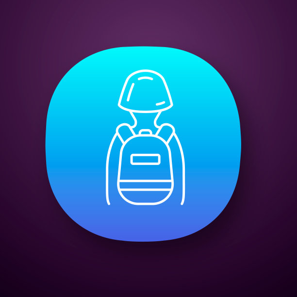 游戏士兵与战术背包的应用程序图标。玩家与游戏库存。战士，戴头盔，背着背包的士兵。UI / UX的用户界面。Web或移动应用程序。向量孤立的插图图片下载