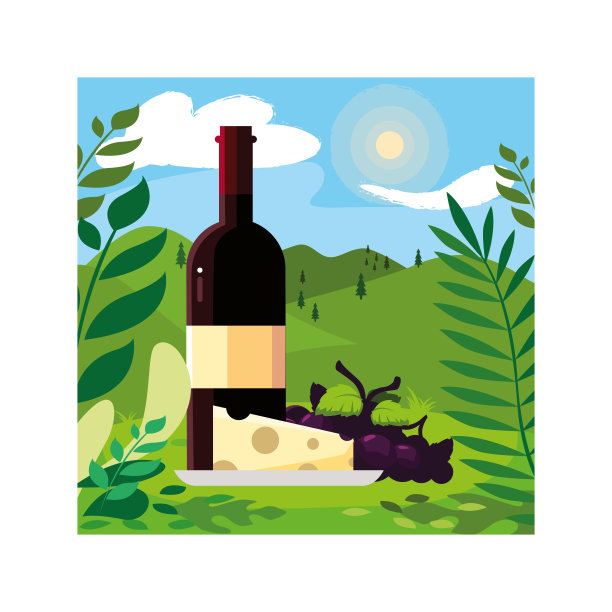 装有奶酪和葡萄的酒瓶图片下载