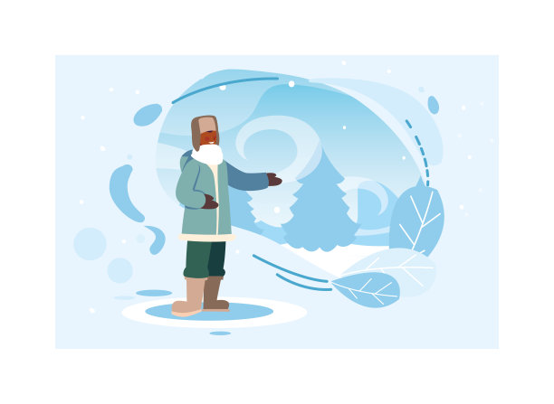 人与冬衣在山水与雪图片下载