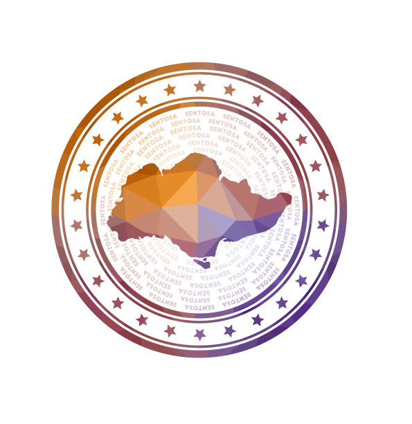 扁平低聚邮票圣淘沙。图片下载