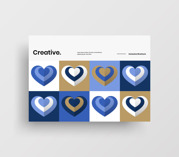 惊人的情人节A4矢量水平方向头版模拟。封面抽象带有心形插图设计布局。节日贺卡简单创意的宣传册背景。图片下载