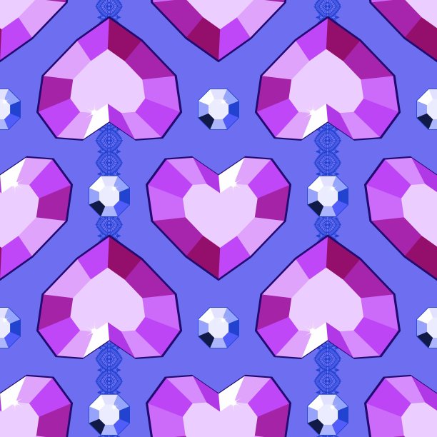 心形宝石无缝背景。Jpeg只图片下载