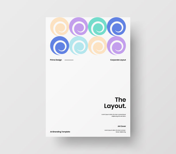 惊人的业务表示向量A4垂直方向的首页模拟。现代企业报表封面抽象几何插图设计布局。公司身份手册模板。图片下载