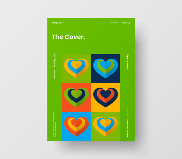 惊人的情人节A4矢量垂直方向头版模拟。封面抽象带有心形插图设计布局。节日贺卡简单创意的宣传册背景。图片下载