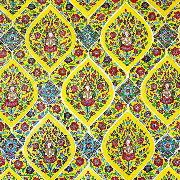 老墙瓷砖图案来自泰国寺庙手工墙面公共图片下载