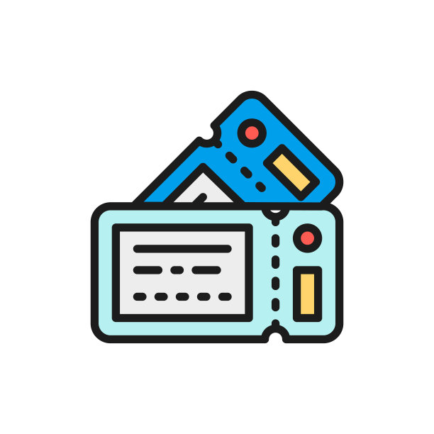 电影票，电影摄影平色线图标。在白色背景上隔离图片下载