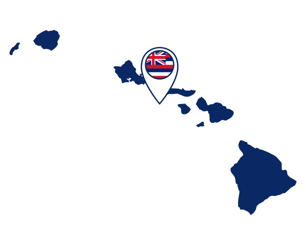 夏威夷旗的定位针和地图图片下载