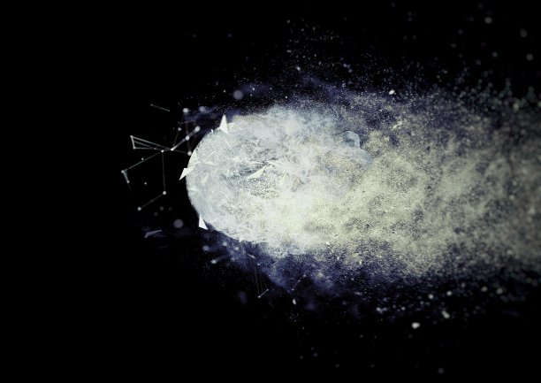 抽象球体与粒子散射飞行图片下载