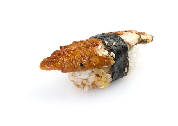 传统的日本寿司和手握寿司被孤立在白色的背景上。近距离的照片图片下载