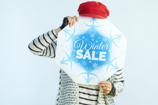 现代女性显示冬季销售横幅图片下载
