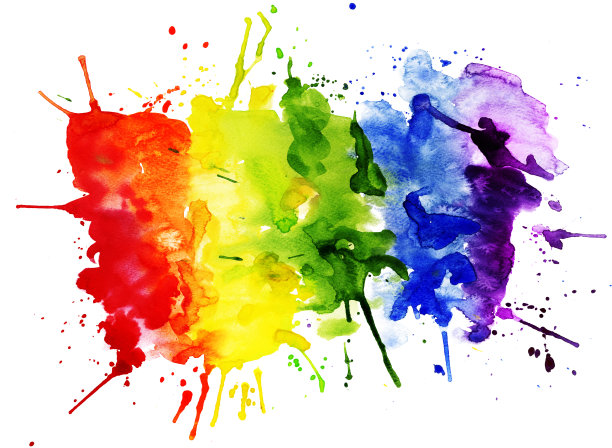 抽象的彩虹背景画在水彩素材图片